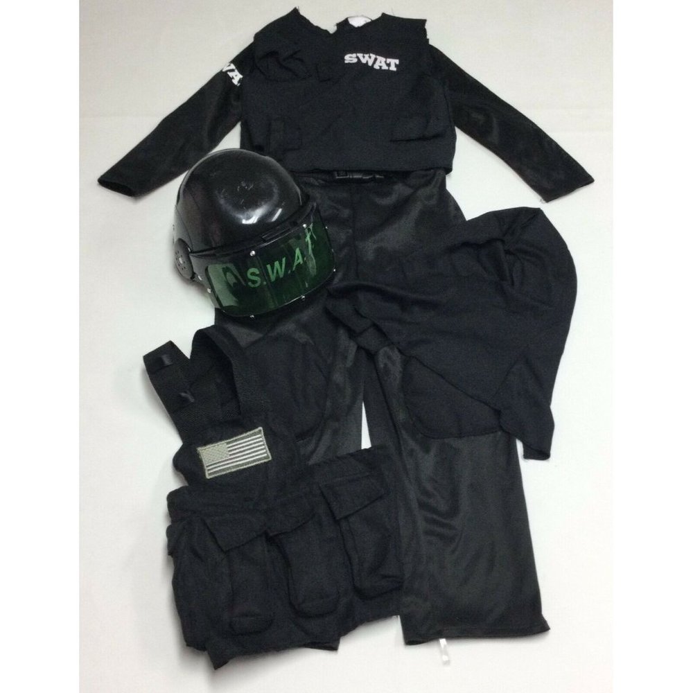 Swat Officer Uniform Boys Halloween Costume Size S 4-6 Pretend Play